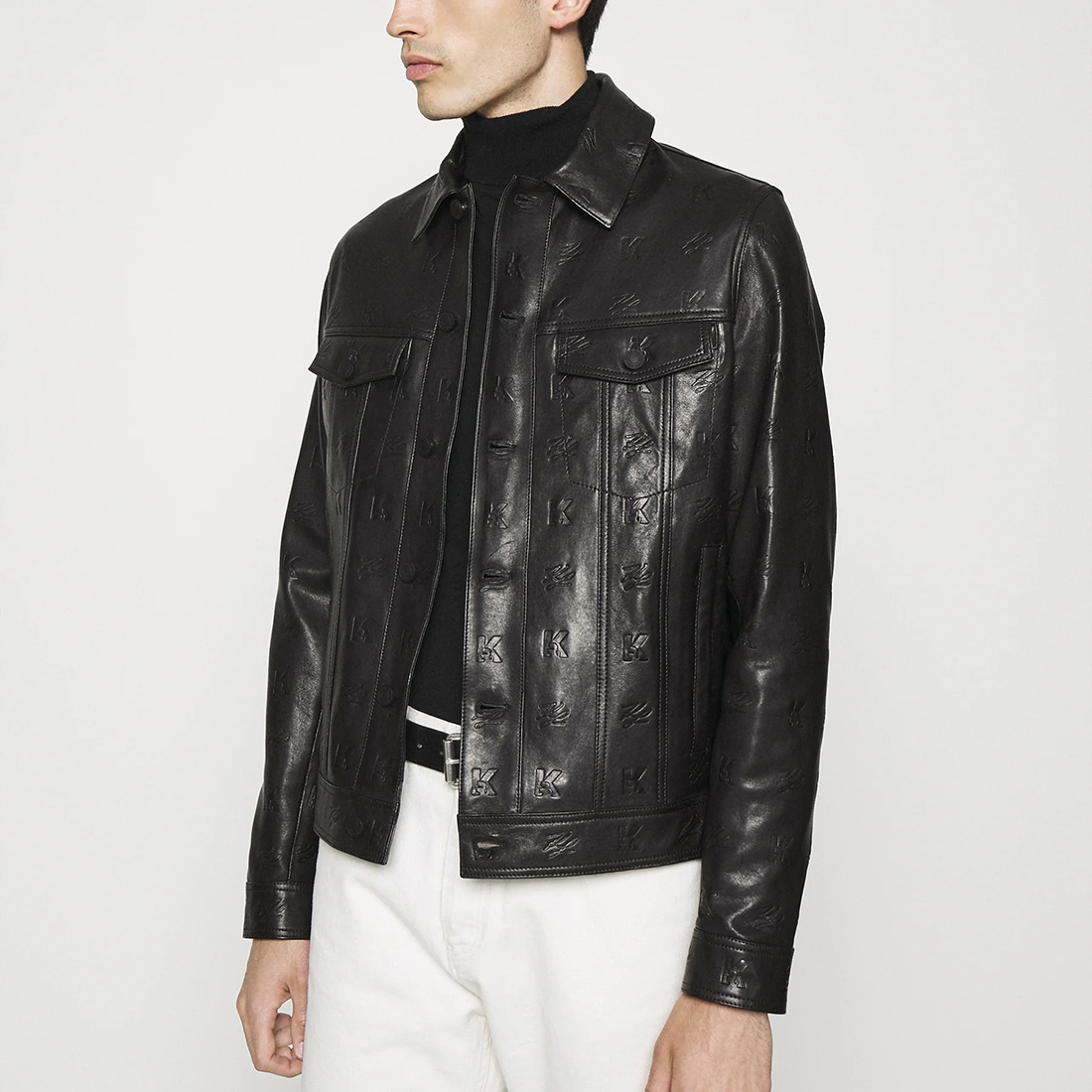 кожаная куртка KARL LAGERFELD SHEARLING LEATHER JACKET black KR0650