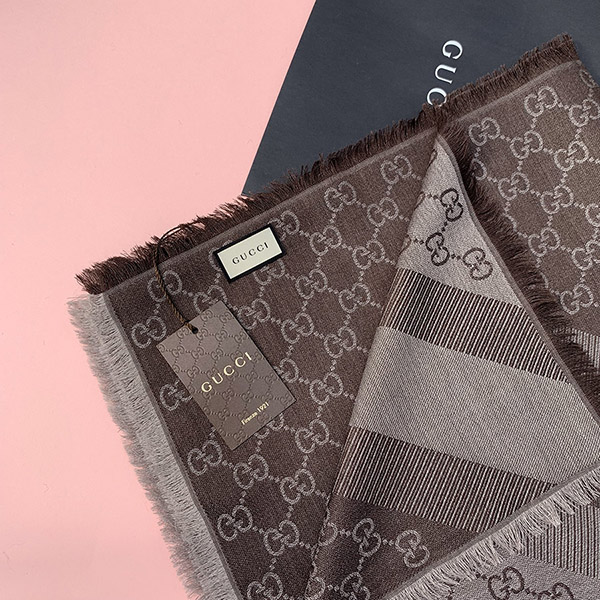 шаль GUCCI WOOL + SILK 140х140 l chocolate SH140x140.05