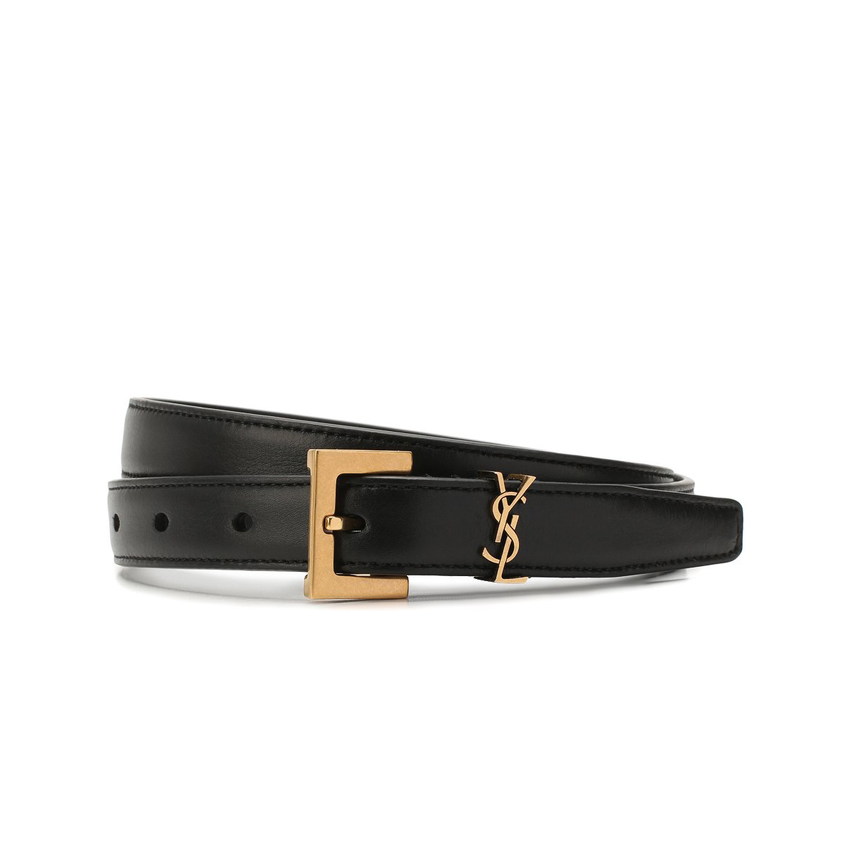 ремень SAINT LAURENT CASSANDRE THIN BELT IN LACQUERED LEATHER 2 cm bronze Black