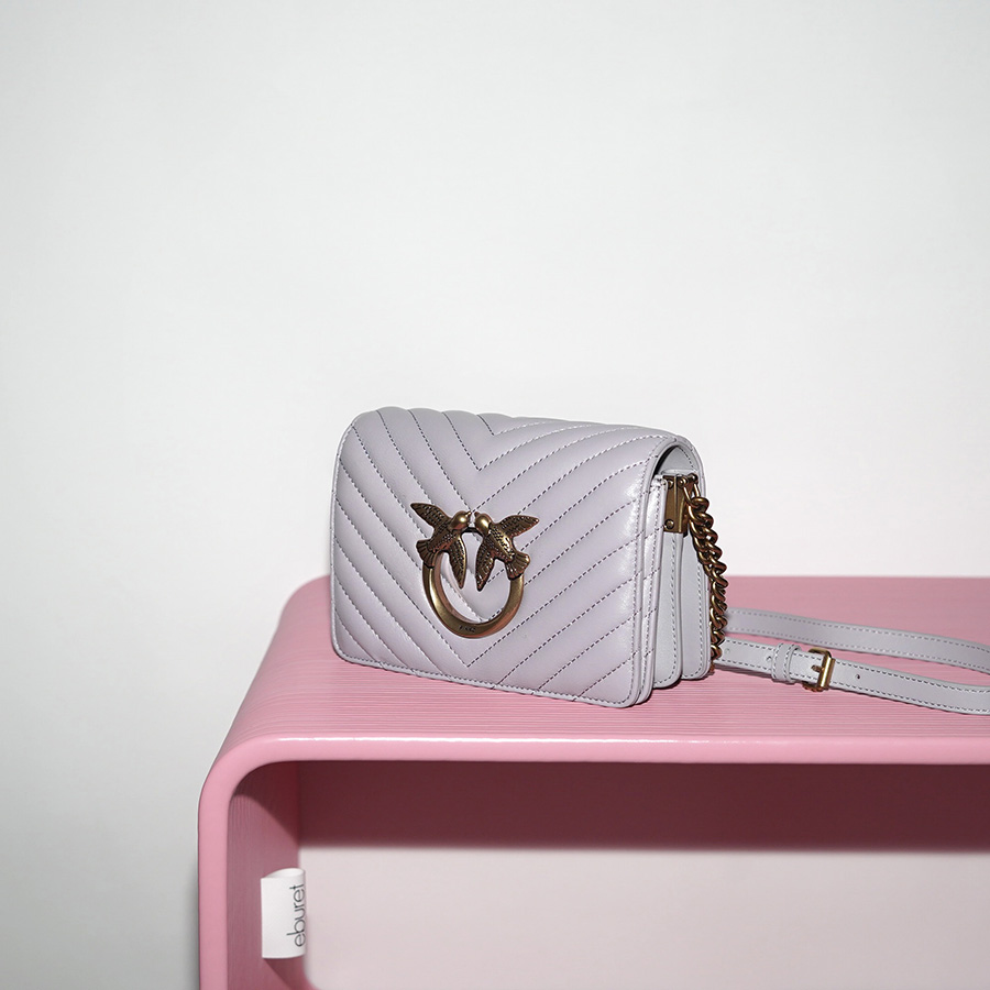 PINKO LOVE CLICK MINI CHEVRON Grigio Perla / Grey / Серо-лиловый