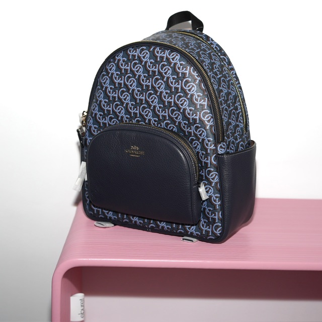 COACH COURT BACKPACK WITH COACH MONOGRAM PRINT Gold/Navy