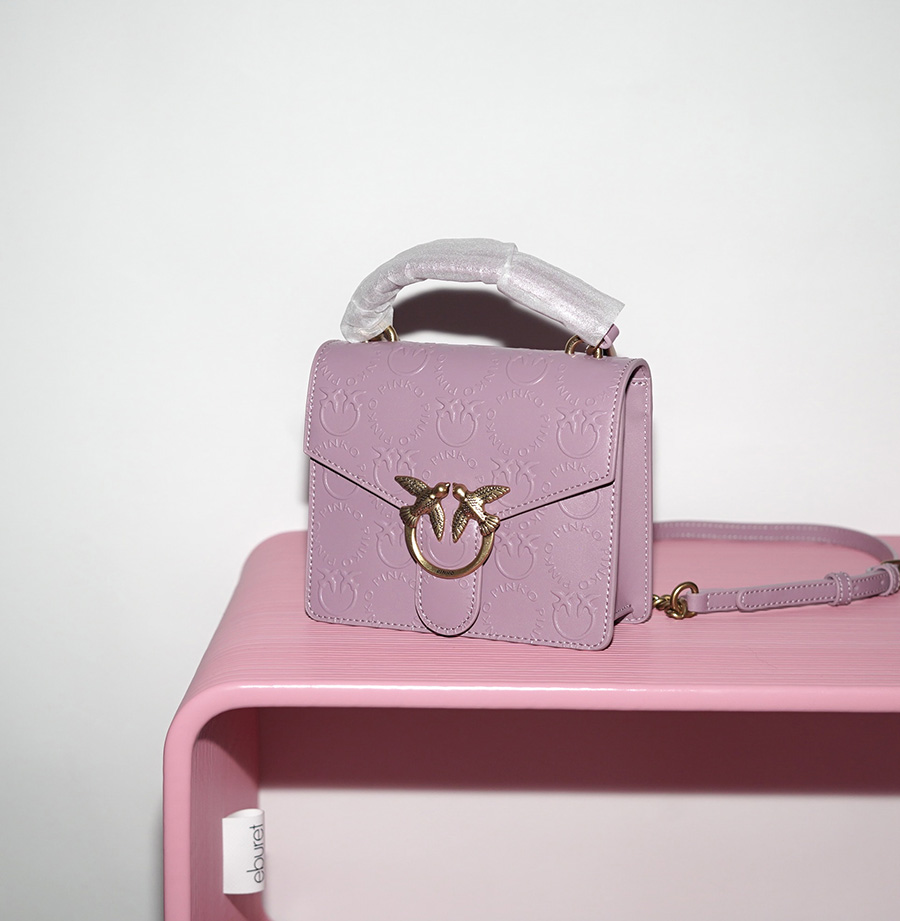 PINKO LOVE MINI TOP HANDLE ICON NEW MONOGRAM Rosa Antico / Antique Pink