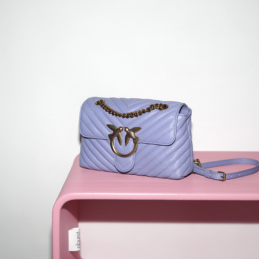 PINKO LOVE MINI LADY PUFF CHEVRON 1 CL SHEEP NAPPA VIT.SETA Lavanda / Purple Y79Q