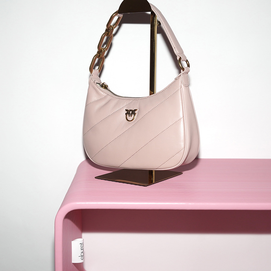 PINKO MINI LOVE BAG HALF MOON MAXI QUILT Cipria O81