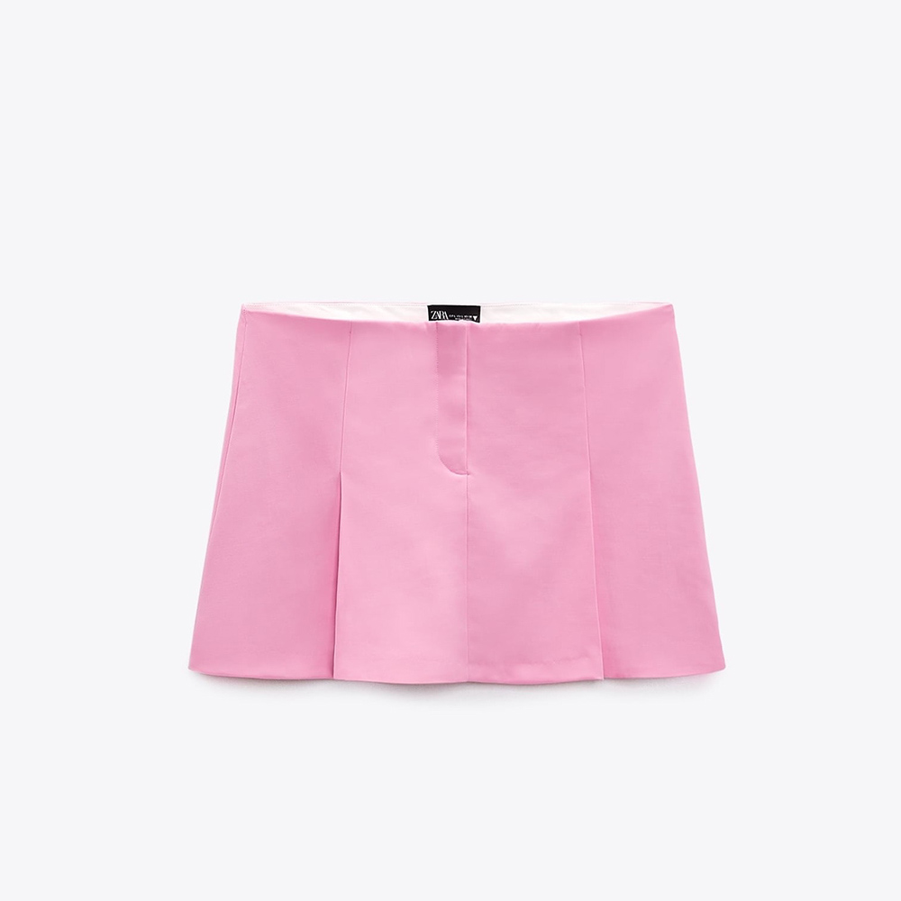 ZARA BOX PLEAT MINI SKIRT LIGHT PINK 7385/435/644