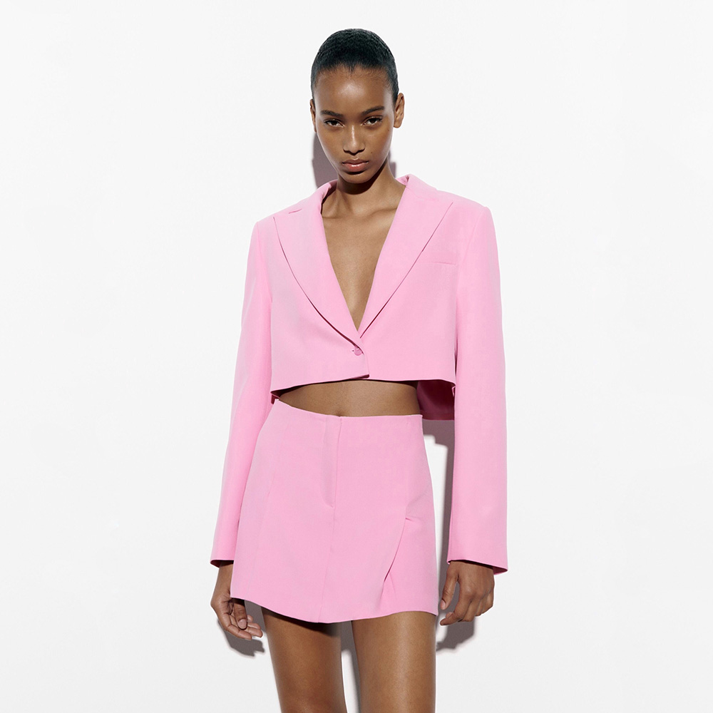 ZARA CROPPED BLAZER LIGHT PINK 7385/435/644