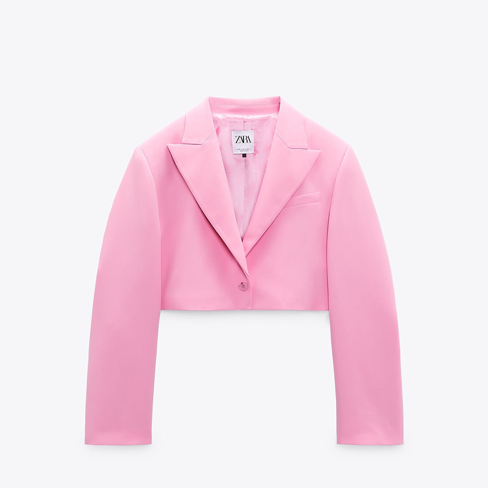 ZARA CROPPED BLAZER LIGHT PINK 7385/435/644