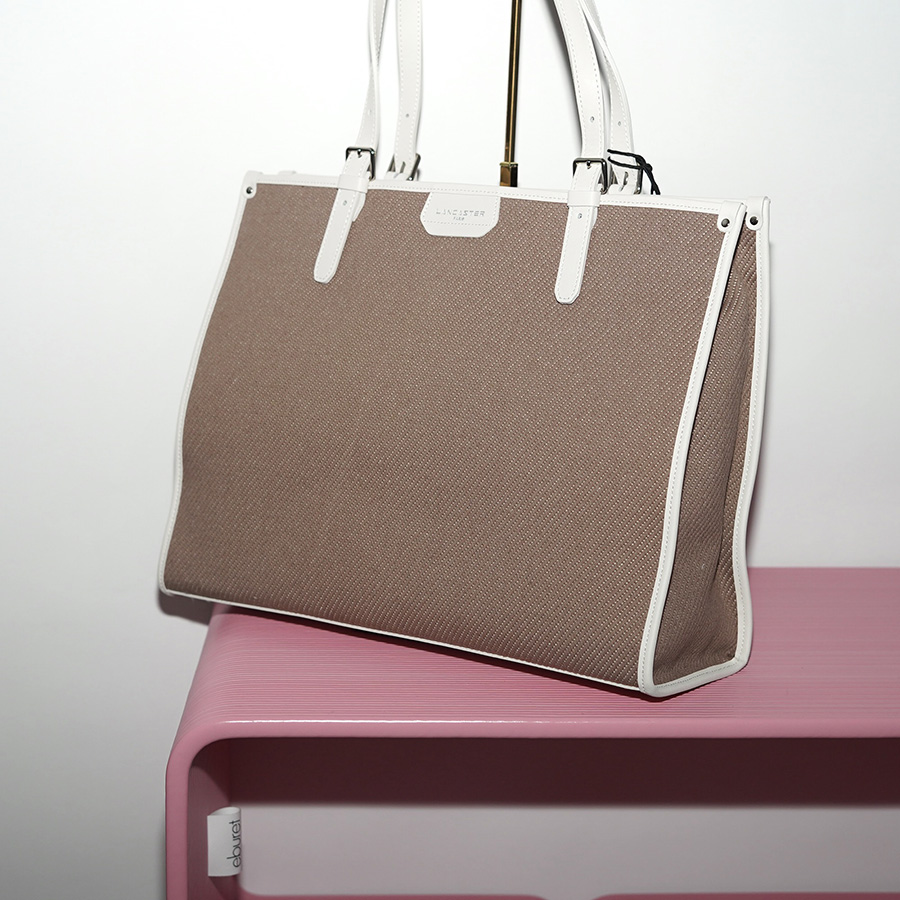 LANCASTER ACTUAL MIDI TOTE BAG FABRIC Nude, Ecru
