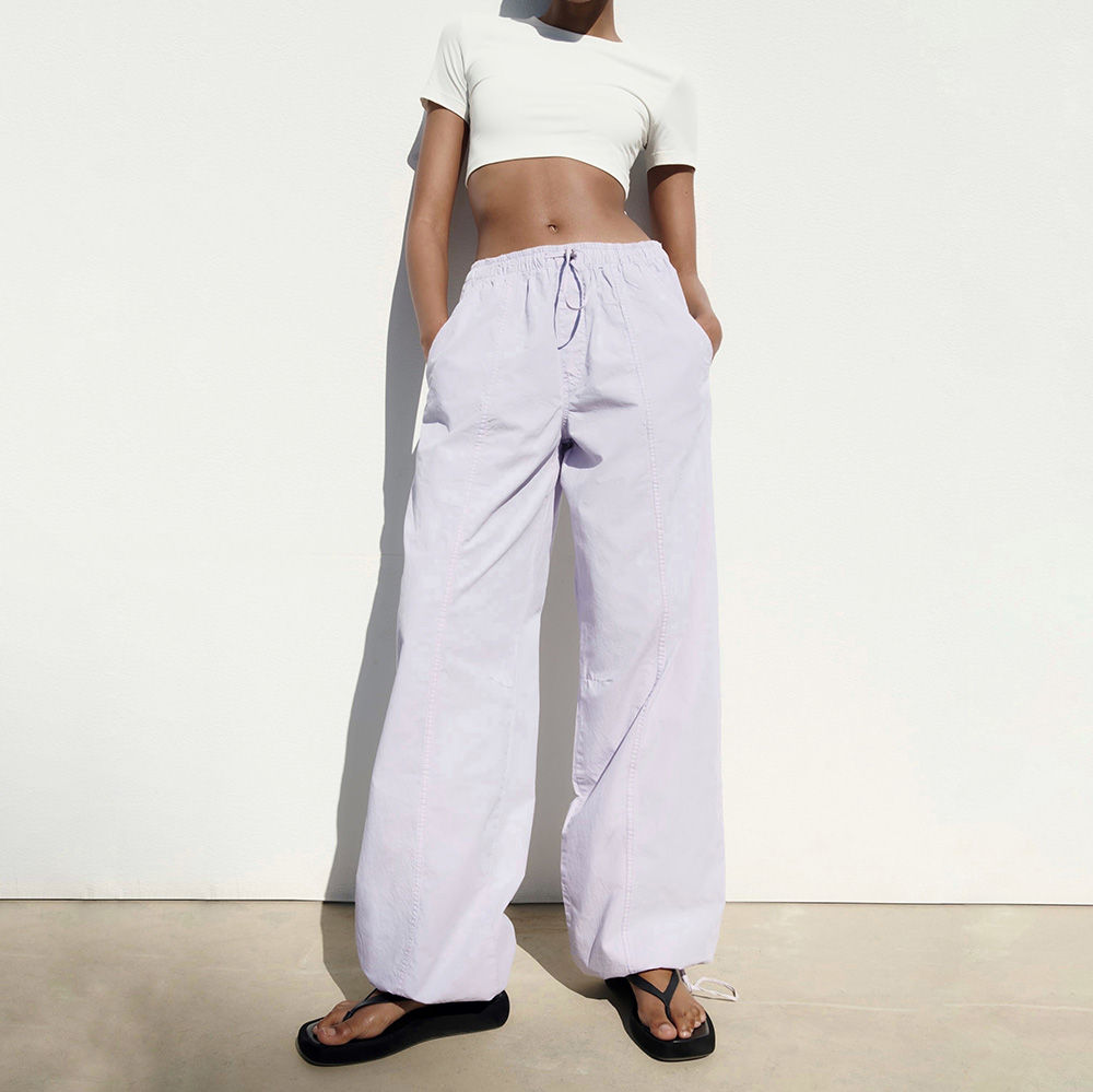 БРЮКИ ПАРАШЮТЫ ZARA PARACHUTE TROUSERS LILAC / ЛИЛОВЫЙ M00423