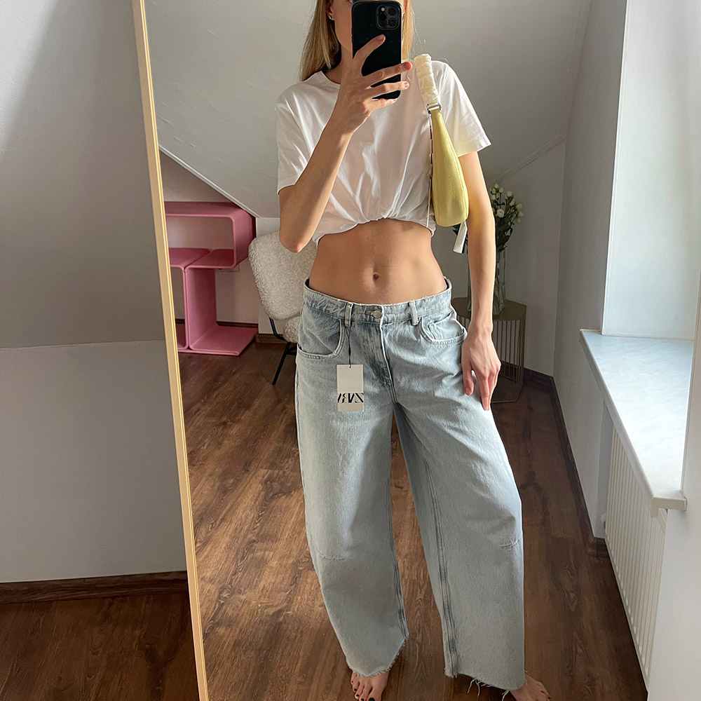 ДЖИНСЫ ZARA ZW WIDE LEG BALLOON MID-WAIST JEANS LIGHT BLUE M00472