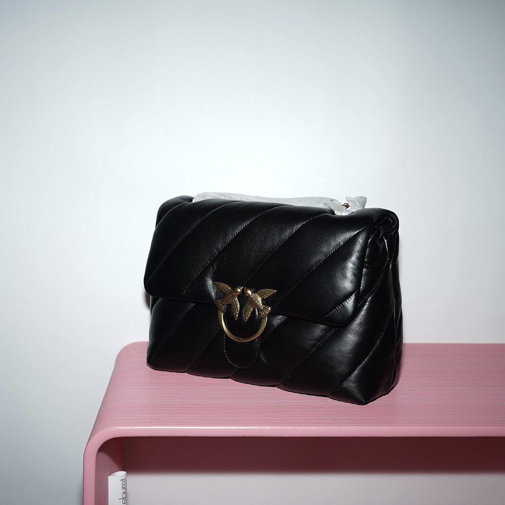 PINKO BIG LOVE BAG PUFF MAXI QUILT CL 4 Nero limousine