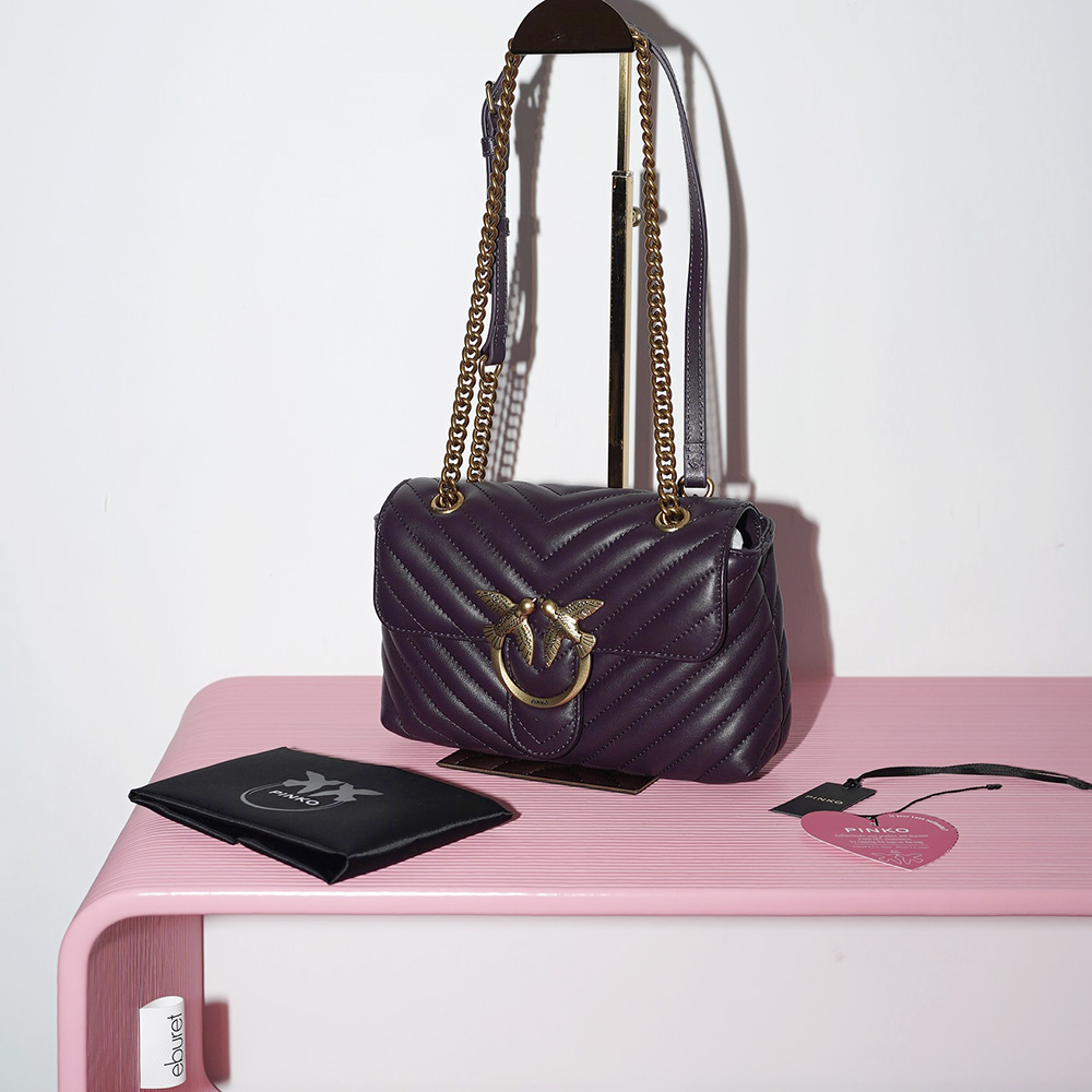 PINKO LOVE MINI LADY PUFF CHEVRON Purple / Melanzana / Баклажановый