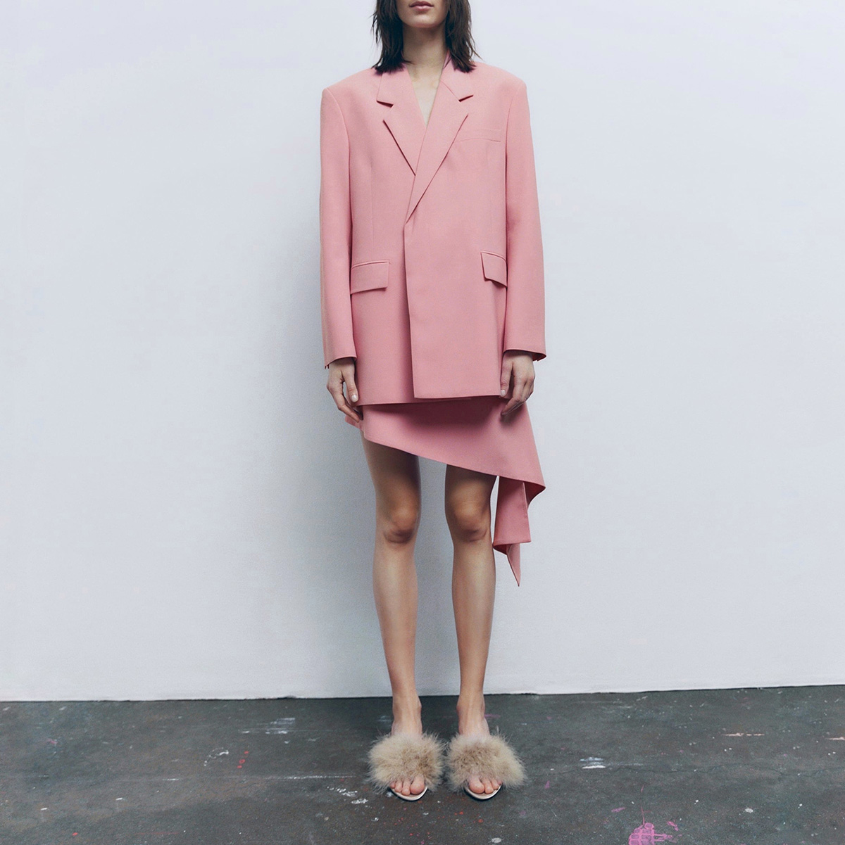 ZARA OVERSIZE DOUBLE-BREASTED BLAZER - LIMITED EDITION PALE PINK 2249/457/622