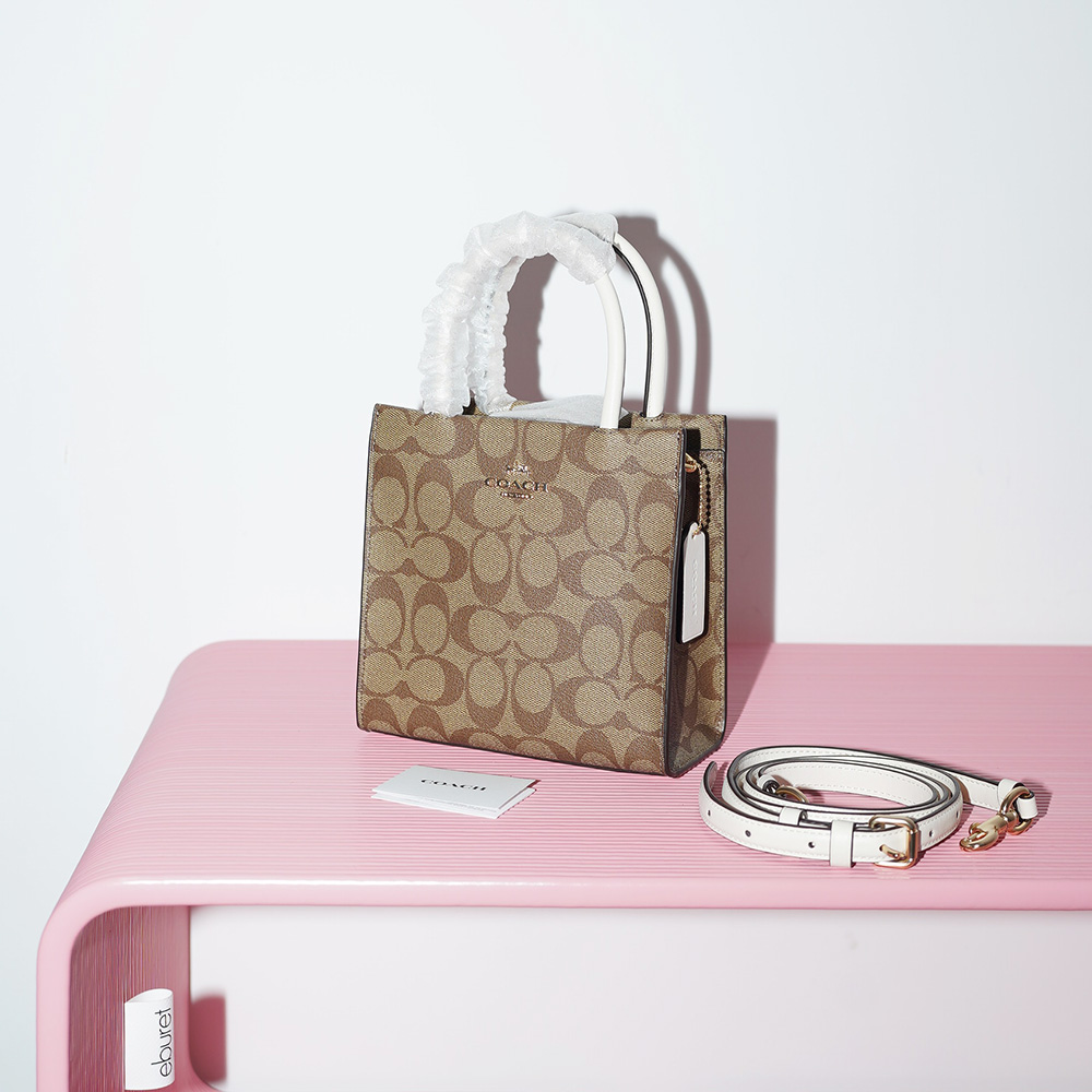 COACH MINI CALLY CROSSBODY IN SIGNATURE CANVAS Gold/Khaki/Chalk