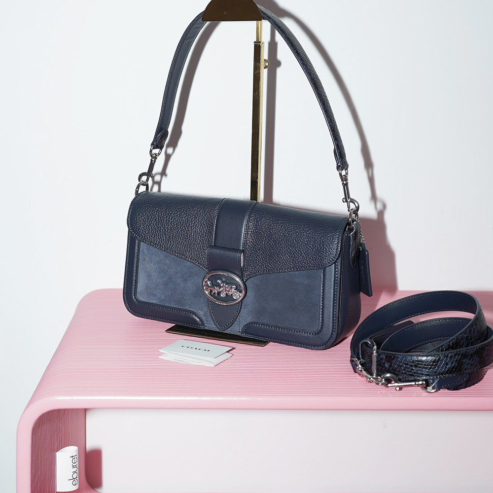 COACH GEORGIE SHOULDER BAG Silver/Midnight Multi / синий с серебром