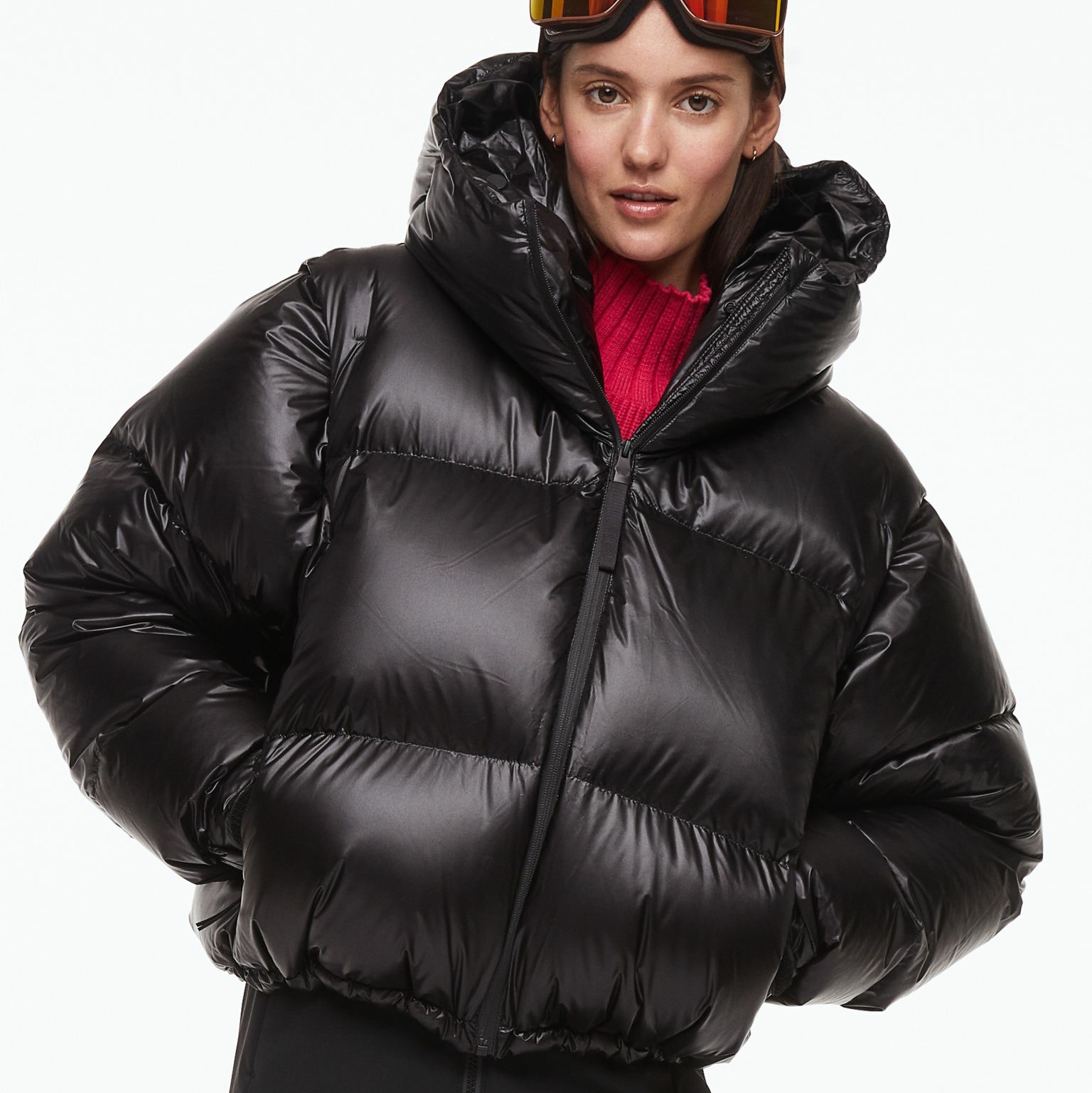 H&M PREMIUM SELECTION DETACHABLE-SLEEVE DOWN SKI JACKET Black M00206