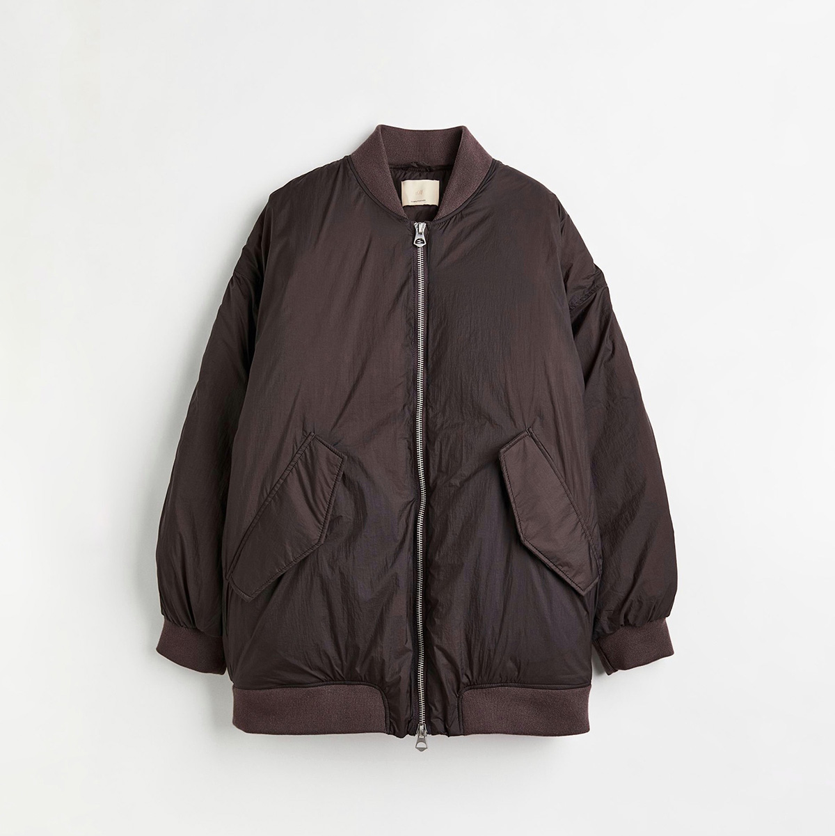 H&M PREMIUM SELECTION OVERSIZED DOWN JACKET Dark brown M00208