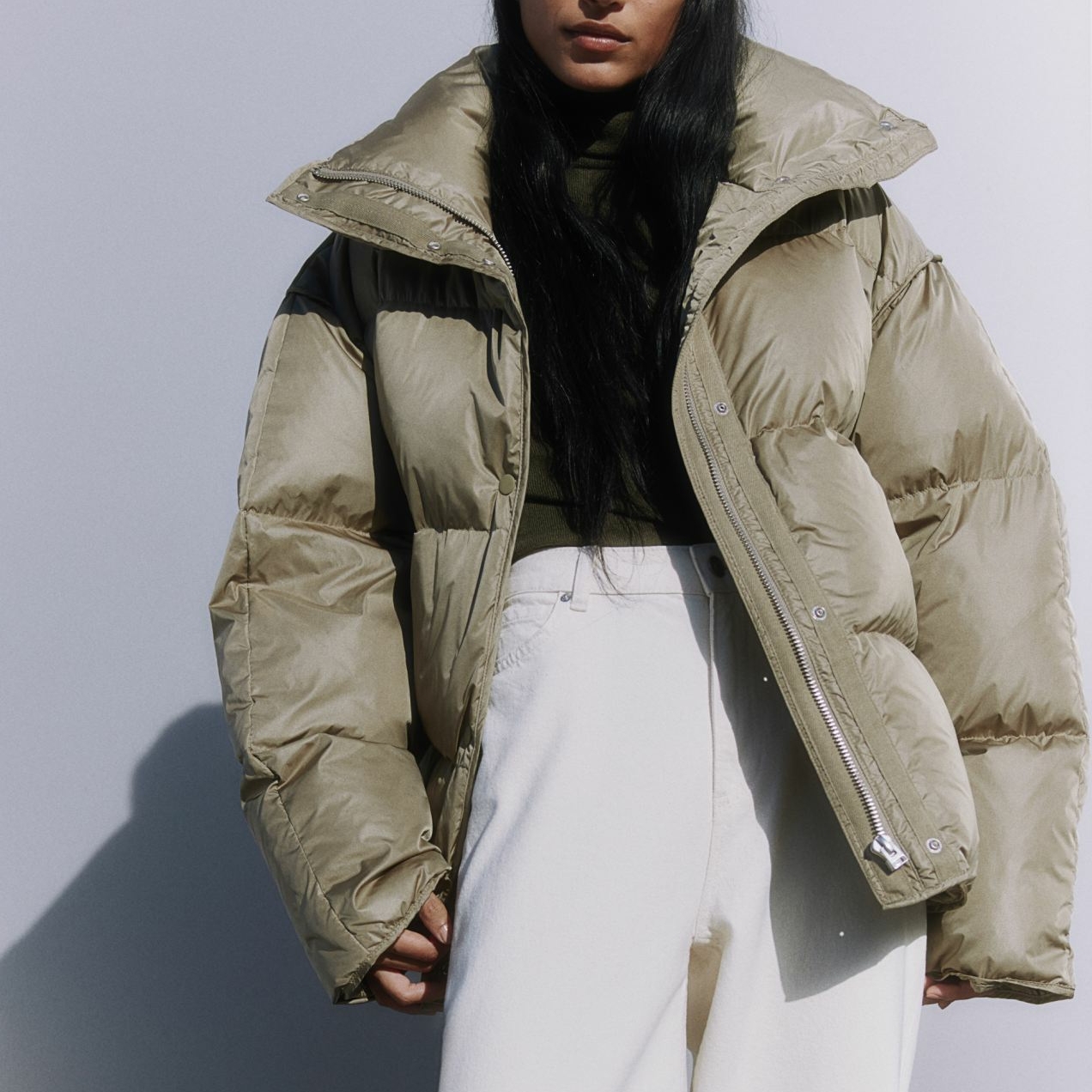 H&M PREMIUM SELECTION  DOWN PUFFER JACKET Beige M00210