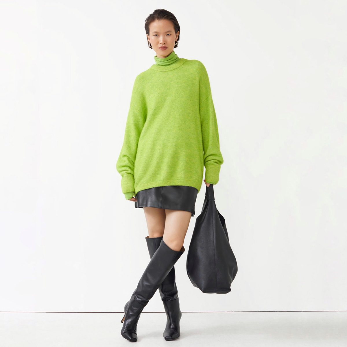 & OTHER STORIES OVERSIZED KNIT SWEATER Lime / Лайм