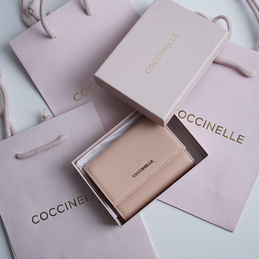 COCCINELLE METALLIC TEXTURED WALLET SAFFIANO CALFSKIN Rose / Роза