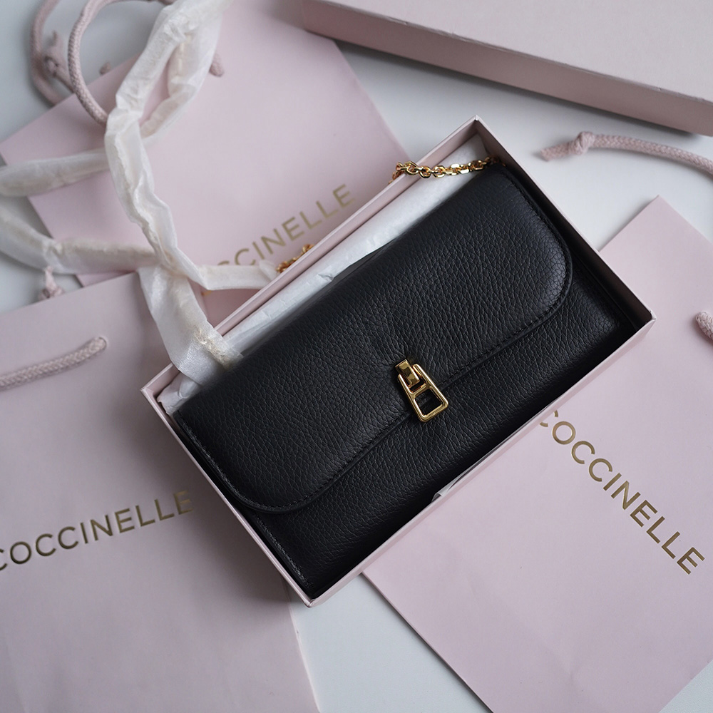 COCCINELLE MAGIE MINI BAG WALLET GRAINED LEATHER Noir / Черный