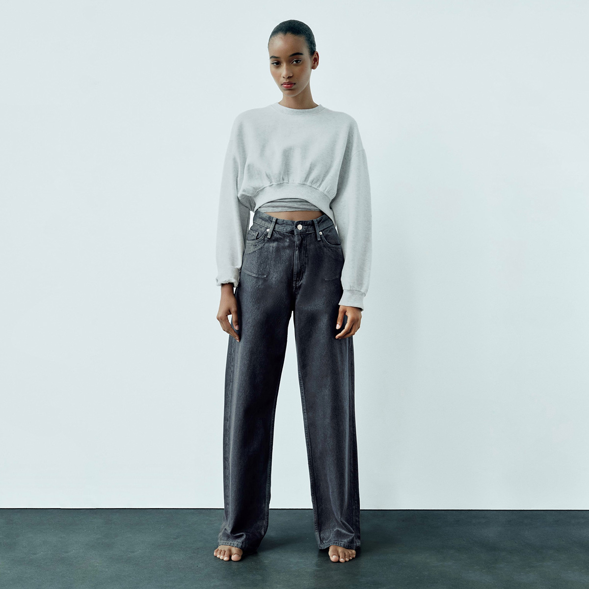 ZARA TRF LOOSE-FIT MID-RISE JEANS MIDNIGHT BLUE 6045/212/490