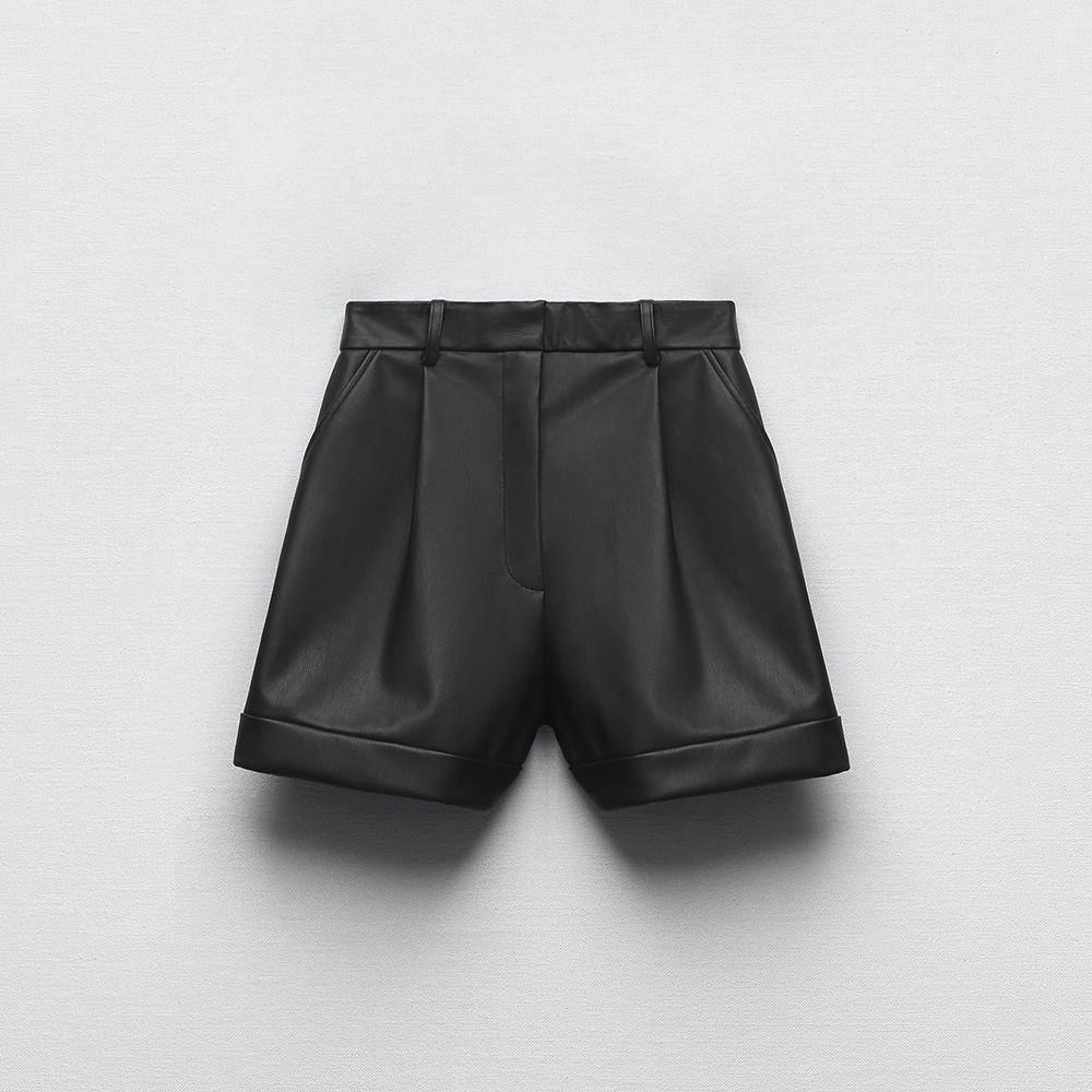 КОЖАНЫЕ ШОРТЫ БЕРМУДЫ ZARA ЦВЕТ ЧЕРНЫЙ