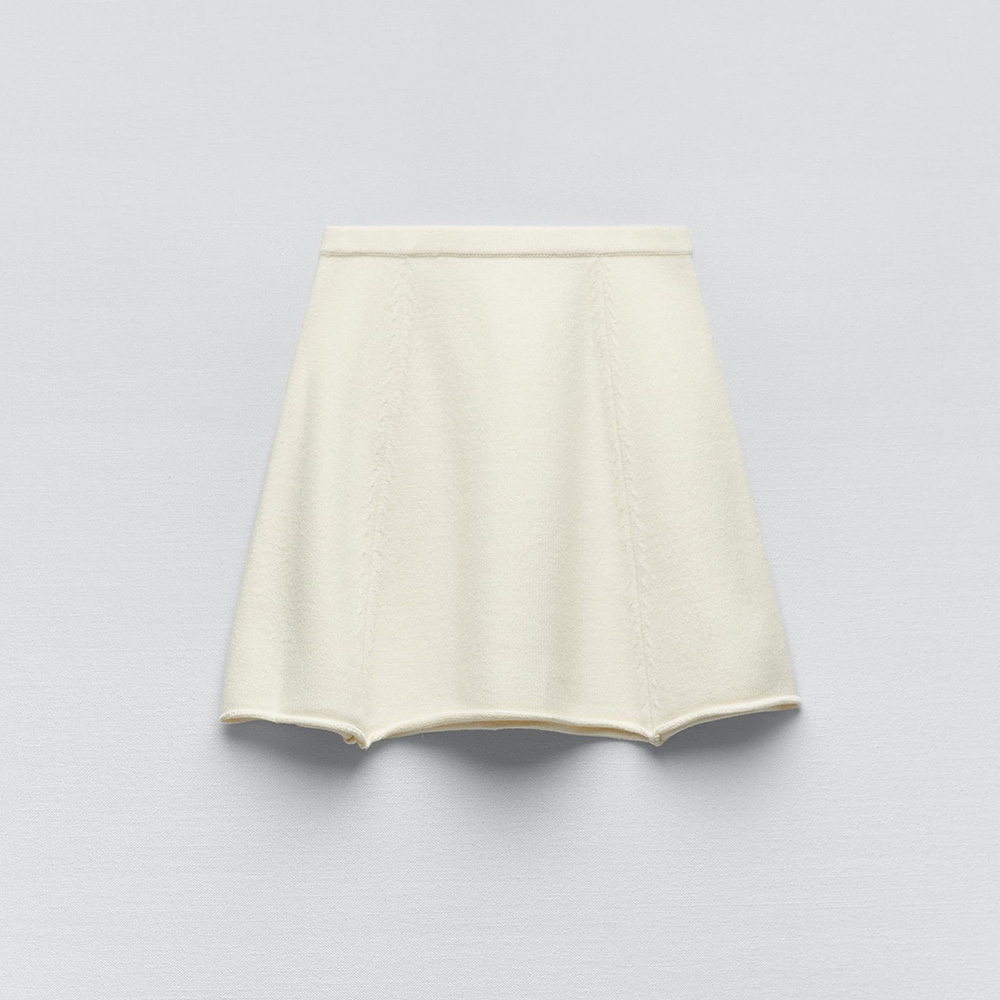 ТРИКОТАЖНАЯ ЮБКА ZARA KNIT MINI SKIRT ECRU M00236