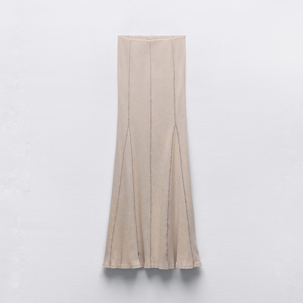 ZARA RIBBED FADED SKIRT GREY MARL 5319/301/803