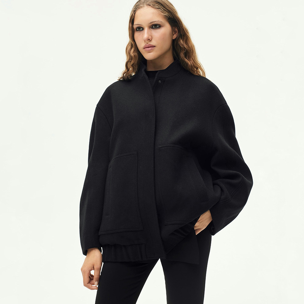 ZARA ZW COLLECTION WOOL BLEND BOMBER JACKET BLACK 7522/240/800