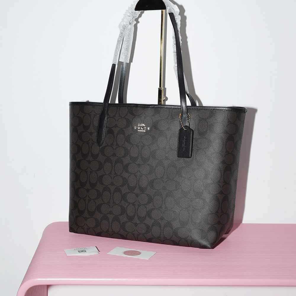 COACH CITY TOTE IN SIGNATURE CANVAS GOLD/BROWN BLACK M00015