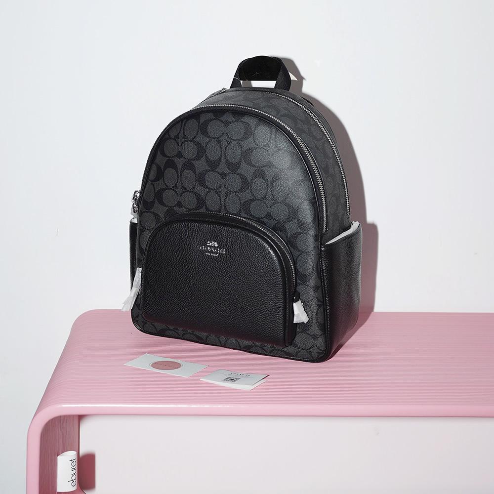 COACH COURT BACKPACK IN SIGNATURE CANVAS SILVER/GRAPHITE/BLACK M00101