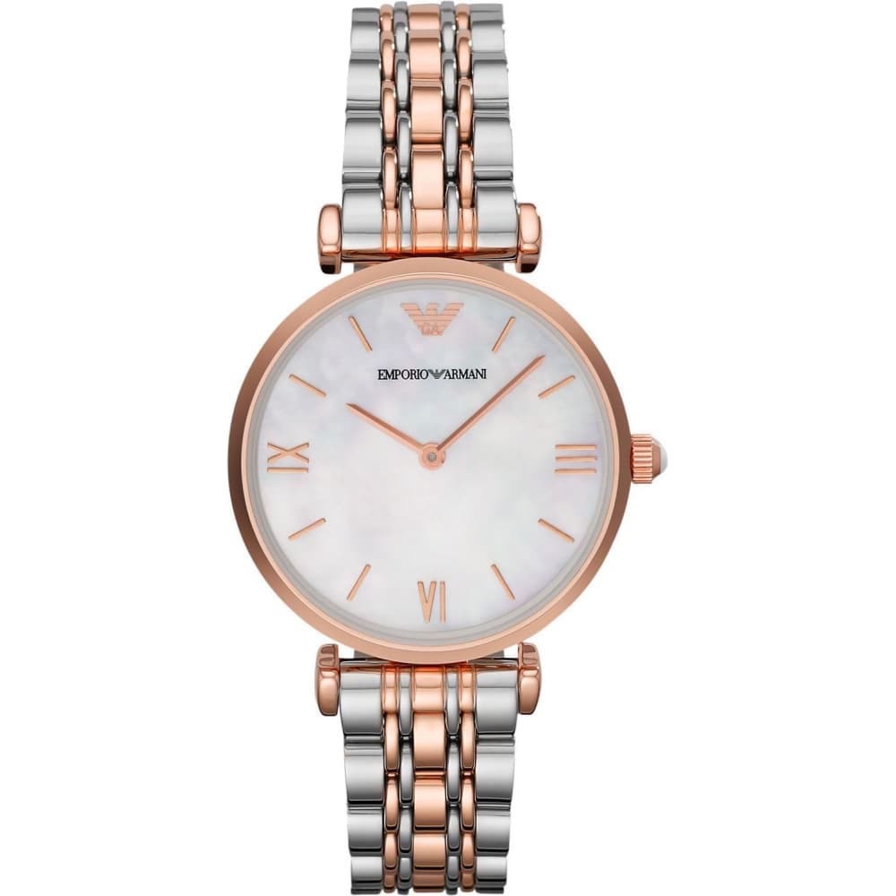 EMPORIO ARMANI WOMEN'S LADIES WATCH TWO-TONE STEEL BRACELET WHITE DIAL