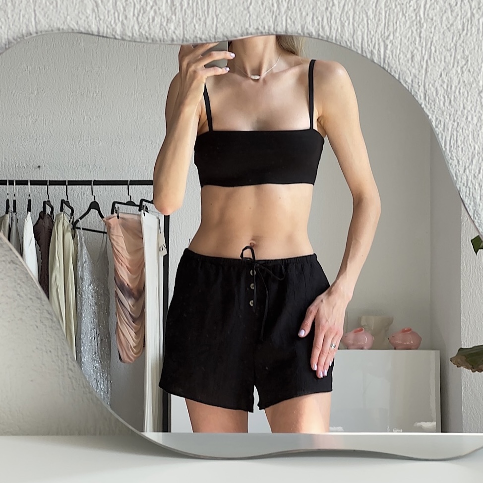ШОРТЫ В ПИЖАМНОМ СТИЛЕ ZARA ЦВЕТ ЧЕРНЫЙ M00579