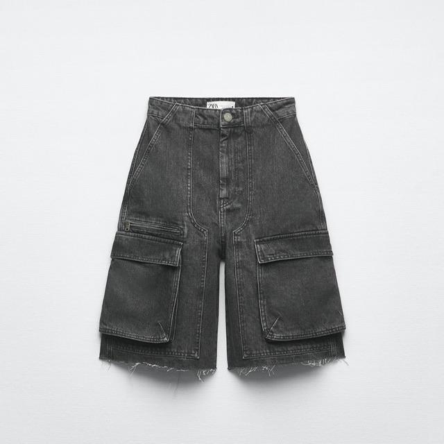 ДЖИНСОВЫЕ ШОРТЫ КАРГО ZARA ЦВЕТ СЕРЫЙ M00584