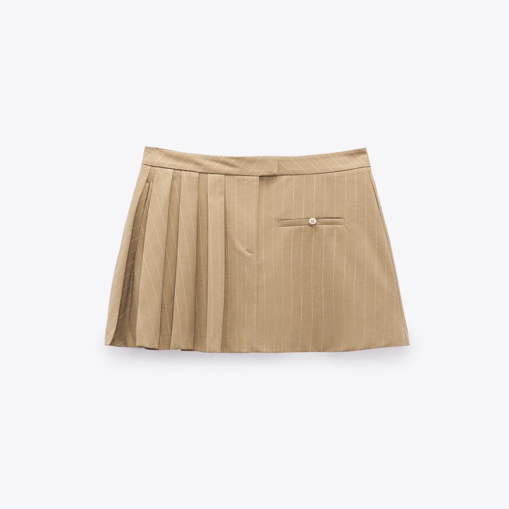 ЮБКА СО СКЛАДКАМИ ZARA ЦВЕТ БЕЖ M00528