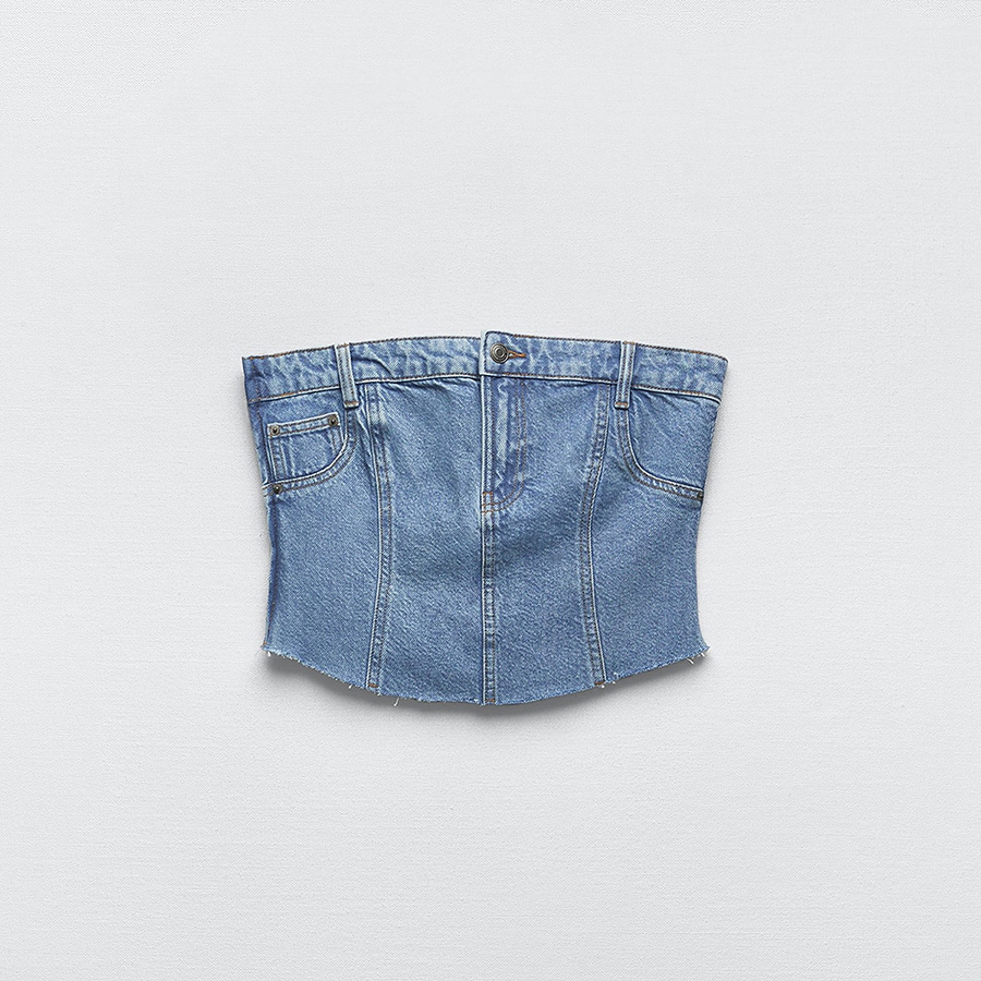 ТОП БЮСТЬЕ ИЗ ДЕНИМА ZARA ЦВЕТ ГОЛУБОЙ M00356