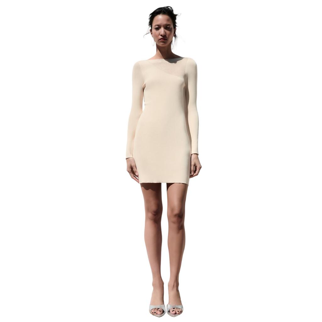 КОРОТКОЕ ТРИКОТАЖНОЕ ПЛАТЬЕ ZARA ЦВЕТ ЭКРЮ M00264