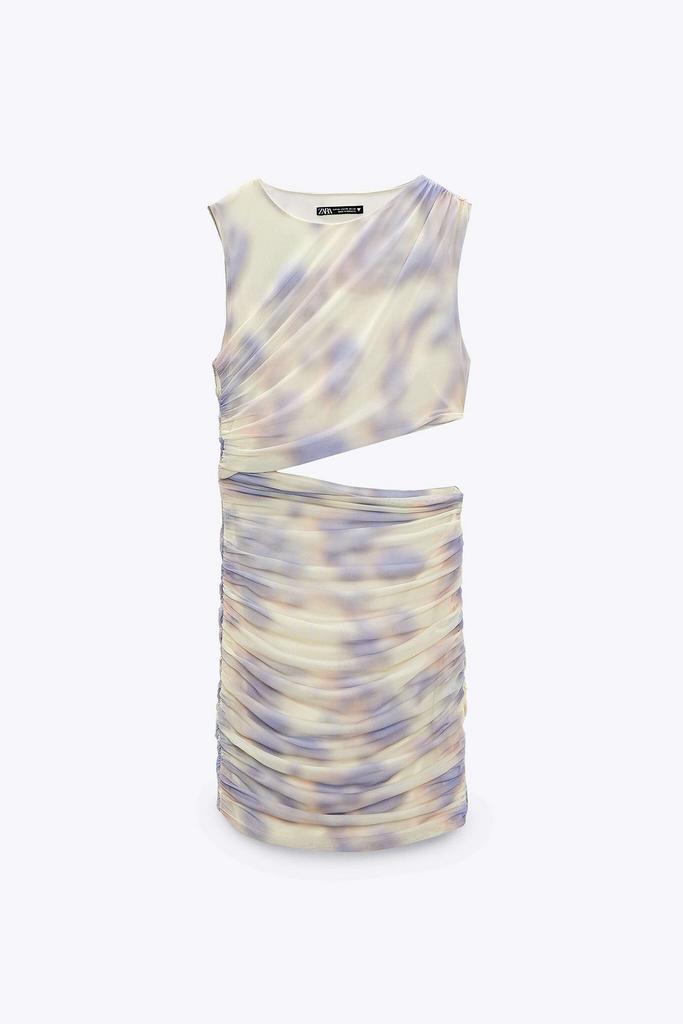 ПЛАТЬЕ МИНИ С ВЫРЕЗОМ ZARA ЦВЕТ АБСТРАКТНЫЙ ПРИНТ M00290