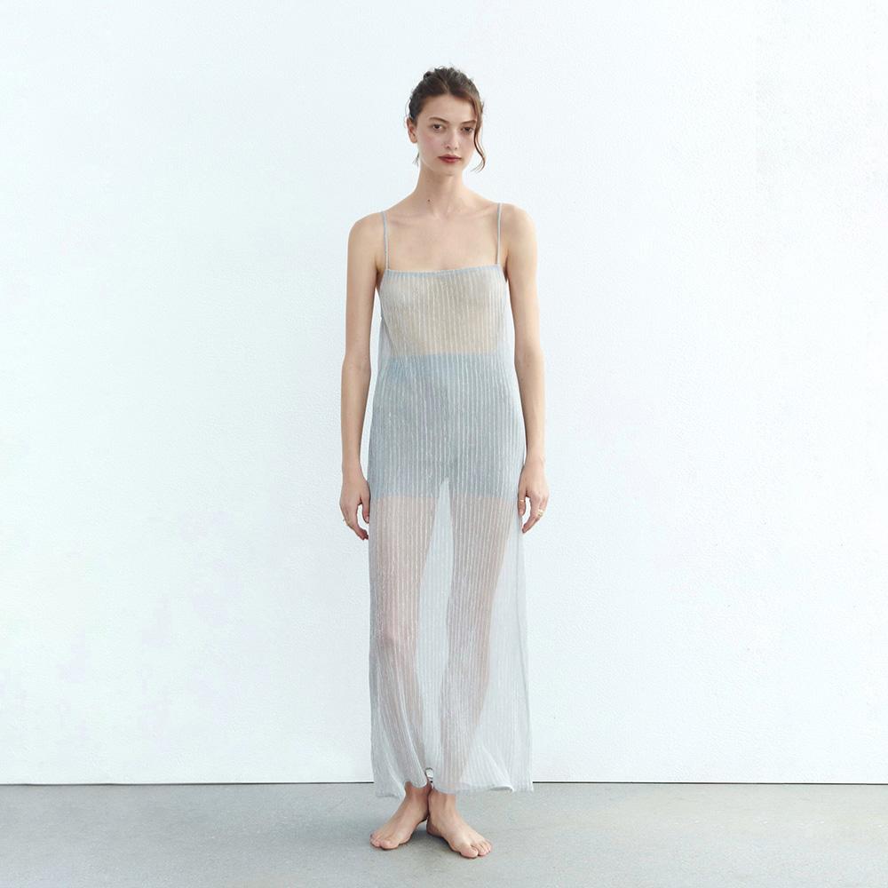 ПРОЗРАЧНОЕ ПЛАТЬЕ С МЕТАЛЛИЧЕСКОЙ НИТЬЮ ZARA ЦВЕТ СЕРЕБРО M00259