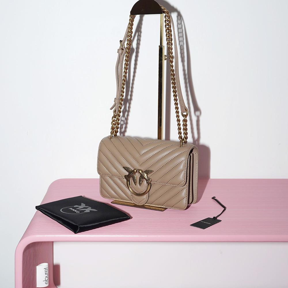 СУМКА PINKO MINI LOVE BAG ONE CHEVRON GINGER BISCUIT / БЕЖ M00027