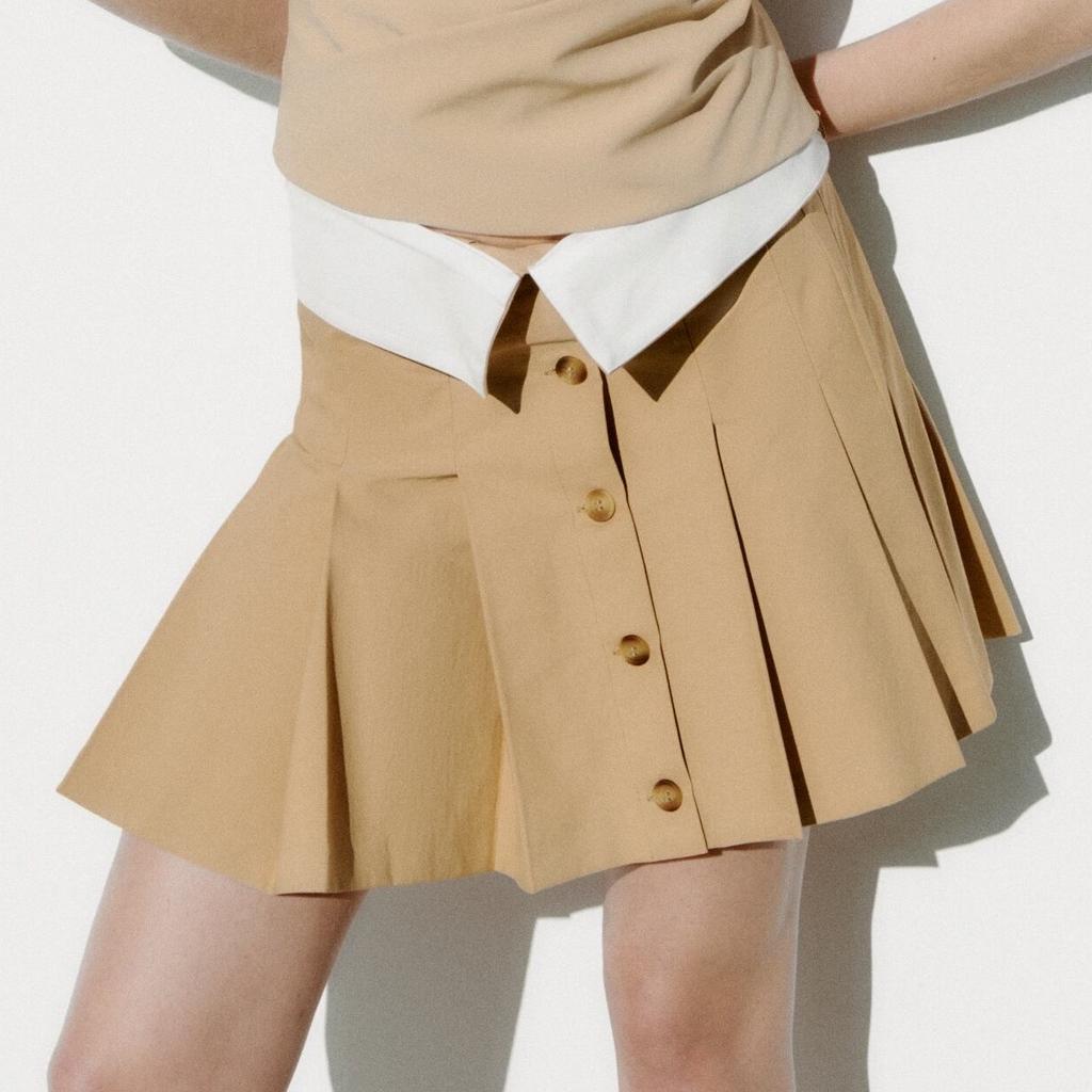 ЮБКА СО СКЛАДКАМИ ZARA ЦВЕТ ВЕРБЛЮЖИЙ M00526