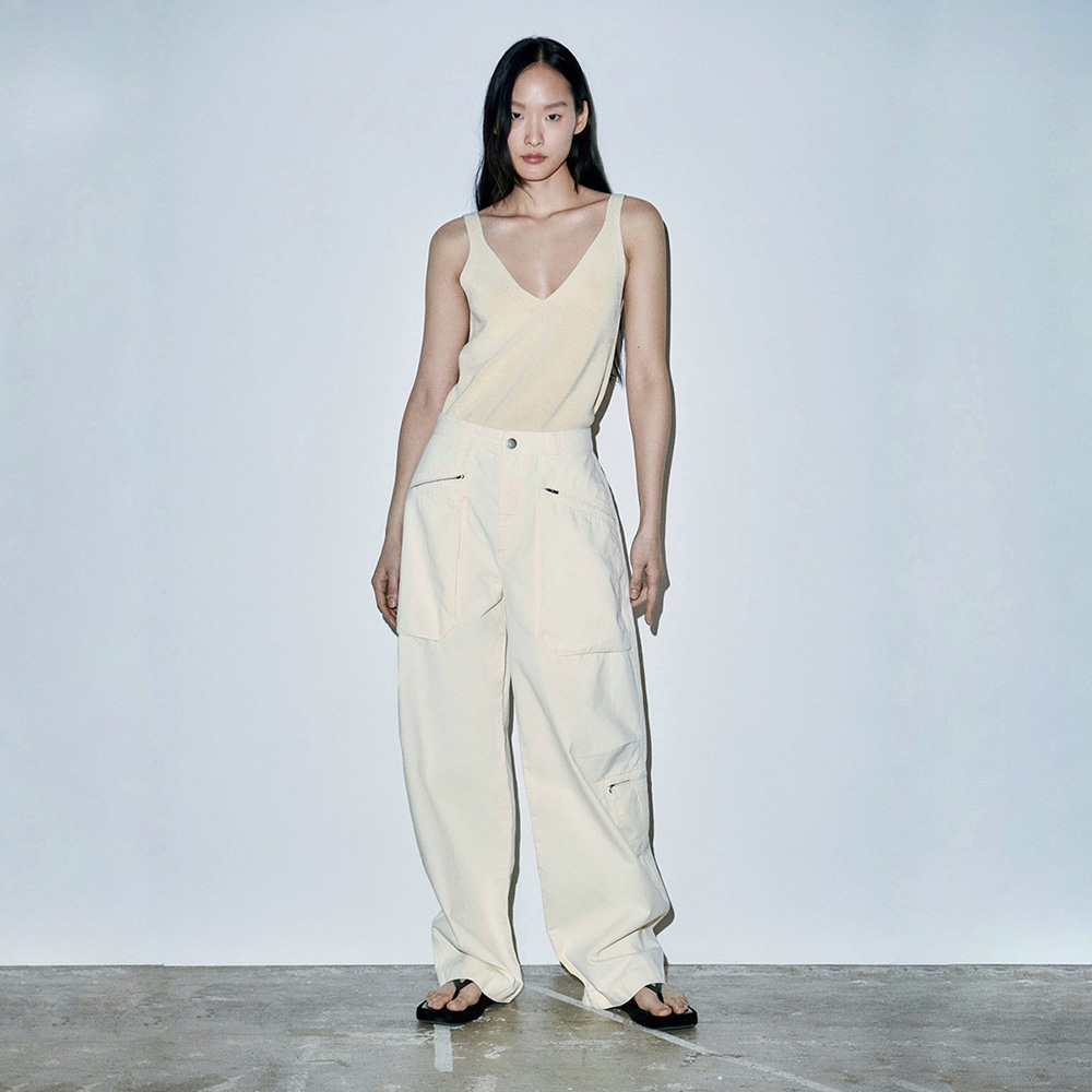 СВОБОДНЫЕ РАБОЧИЕ БРЮКИ ZARA ЦВЕТ ЭКРЮ M00419
