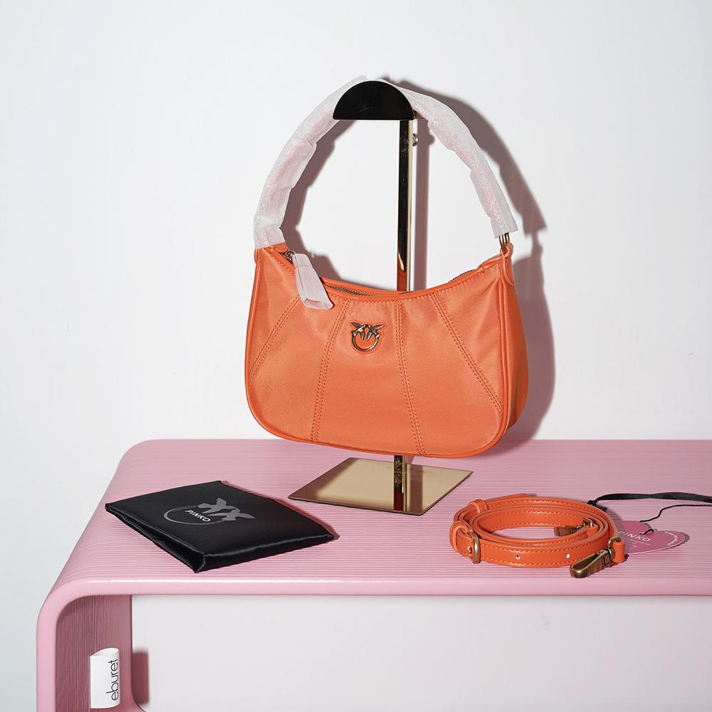 СУМКА PINKO HALF MOON MINI RICICLATO BAG Arancione / Orange / Оранжевый M00022