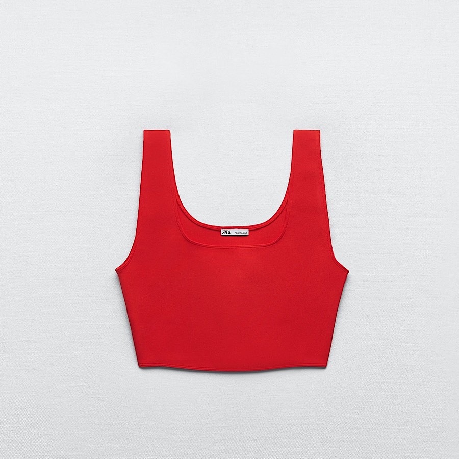 УКОРОЧЕННЫЙ СКУЛЬПТУРИРУЮЩИЙ ТОП  ZARA КРАСНЫЙ M00324