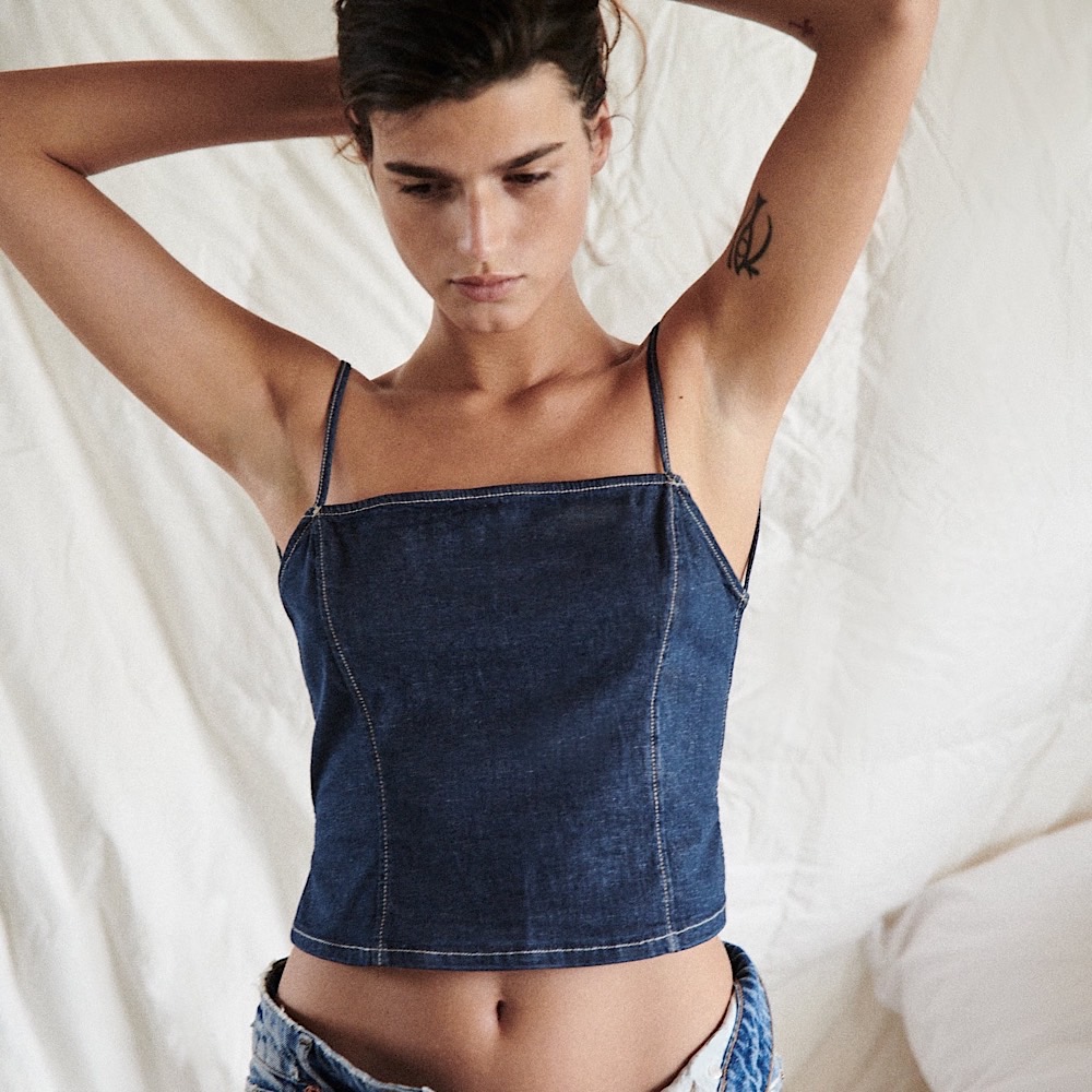 ТОП С ОТКРЫТОЙ СПИНОЙ ИЗ ДЕНИМА ZARA ЦВЕТ СИНИЙ M00361