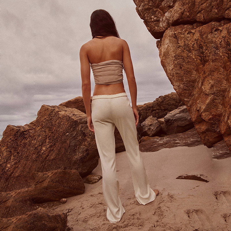 ТЕКСТУРНЫЕ БРЮКИ ZARA ЦВЕТ УСТРИЧНО БЕЛЫЙ M00403