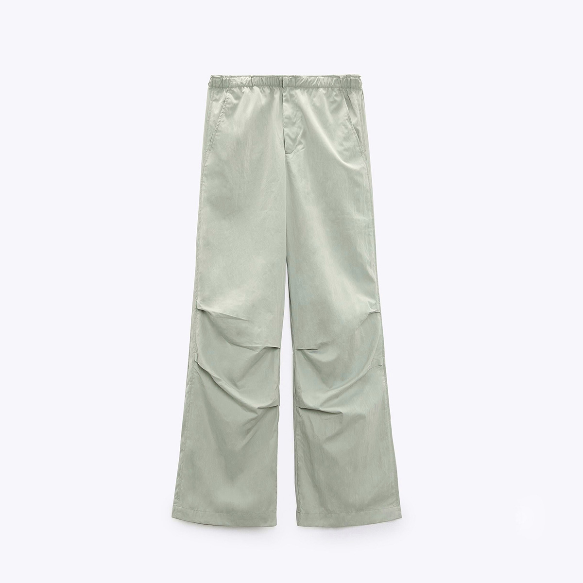 БРЮКИ ПАРАШЮТЫ ПОЛНОЙ ДЛИНЫ ZARA ЦВЕТ МЯТНЫЙ M00422