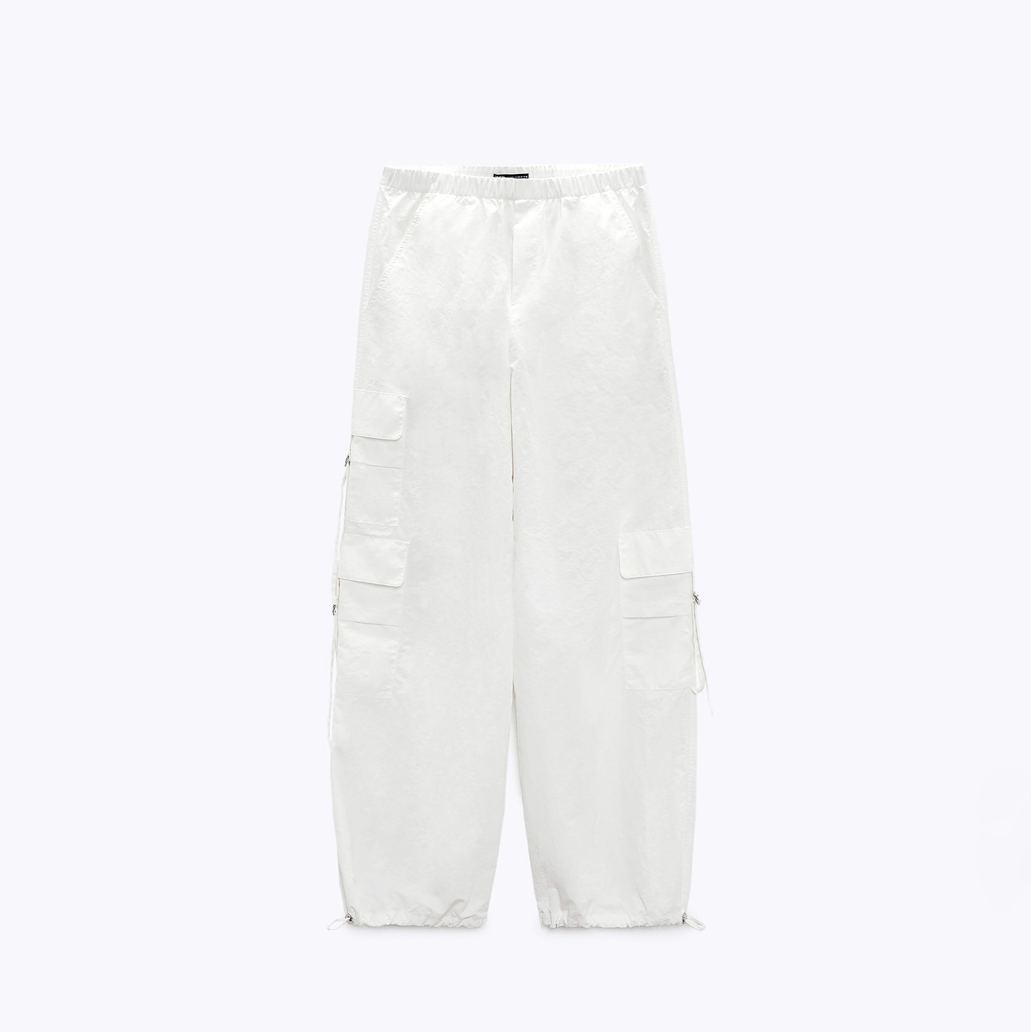 НЕЙЛОНОВЫЕ БРЮКИ ПАРАШЮТЫ ZARA ЦВЕТ БЕЛЫЙ M00427