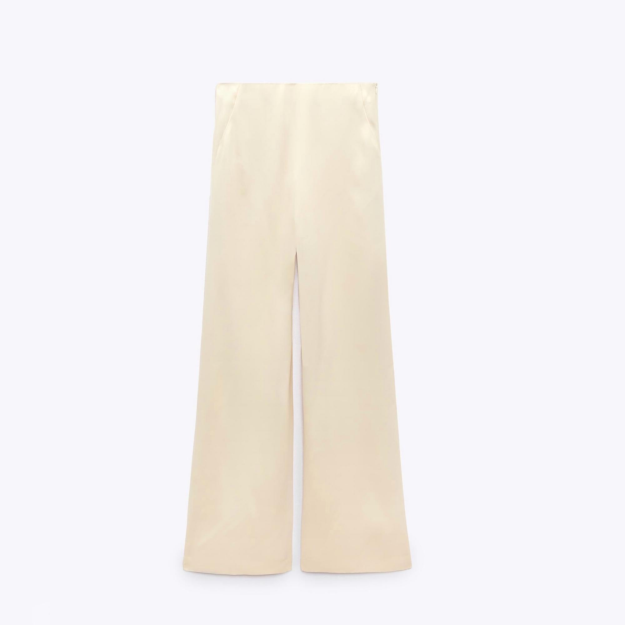 САТИНОВЫЕ БРЮКИ ПОЛНОЙ ДЛИНЫ ZARA ЦВЕТ ЭКРЮ M00402